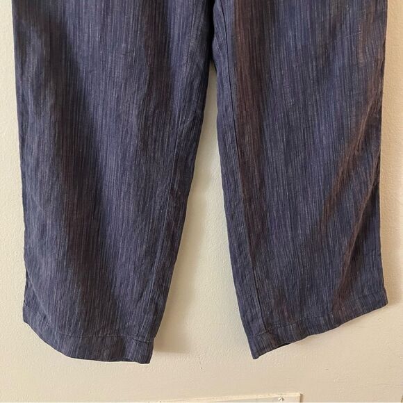 Athleta Women's Cabo Linen Textured Wide Leg Blue Stripe Pull On Pants Blue 0 - Picture 7 of 14